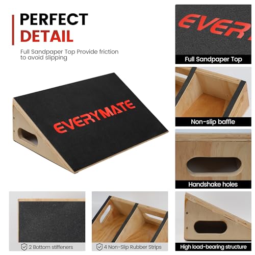 Heavy-Duty Wooden Slant Boards for Exercise & Calf Stretch – 19.7" Wide Incline Board for Squats, Non-Slip Surface, Fixed 25° Angle for Strength & Flexibility Training, 1200 lbs Capacity - color: Slant Board-1