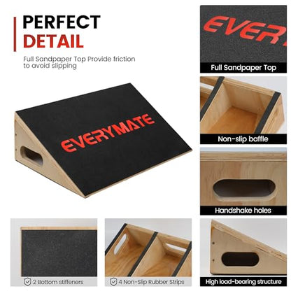 EVERYMATE Slant Board Calf Stretcher, Non-Slip Heel Elevated Squat Wedge Block for Weightlifting and Calf Stretching, Knees Over Toes Equipment 1000LB - color: Slant Board-1