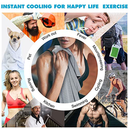 Honoson 20 Packs Cooling Towel Ice Towel Microfiber Sports Towel Breathable Chilly Towel with Bag Wet Towel for Neck Men Women Stay Cool Yoga Gym Golf Workout Travel Camping Beach Accessories