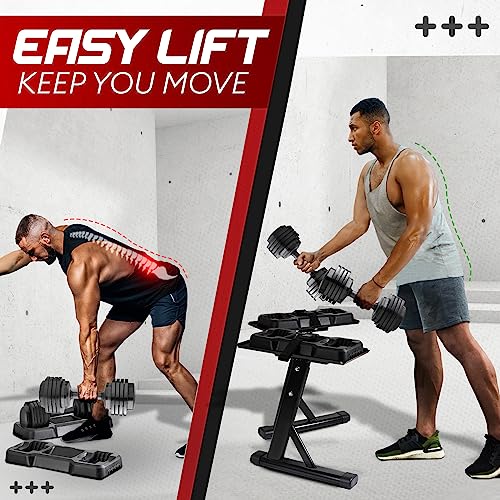 Yes4All Adjustable Dumbbell Stand - 160 Pound Capacity, Spotter Rack & Weight Rack with Strap, Easy Storage & Safety