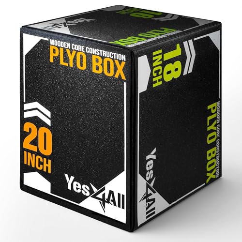 Yes4All 3-in-1 Soft-Padded Plyo Box With Wooden Core, Non-Slip Multi-Use Cushioned Plyometric Jump Box with Vinyl Cover for Jumping, Conditioning, Strength Training