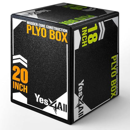 Yes4All 3-in-1 Soft-Padded Plyo Box With Wooden Core, Non-Slip Multi-Use Cushioned Plyometric Jump Box with Vinyl Cover for Jumping, Conditioning, Strength Training