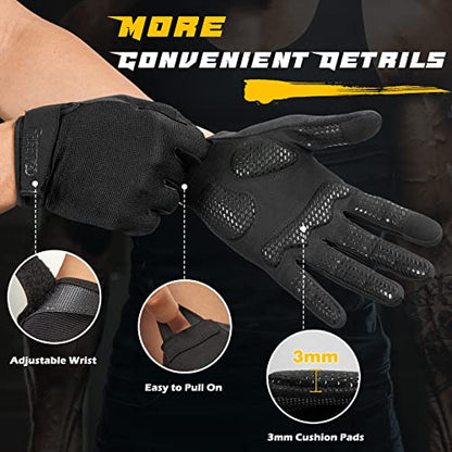 FREETOO Full-Finger Workout Gloves for Men, Padded Gym Gloves with Grip - size: Medium