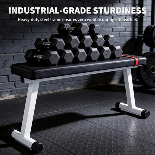 Flat Bench, 440 LB Capacity Foldable Flat Bench For Exercise Workout, Easy Assembly, Workout Benches For Strength Training At Home Gym