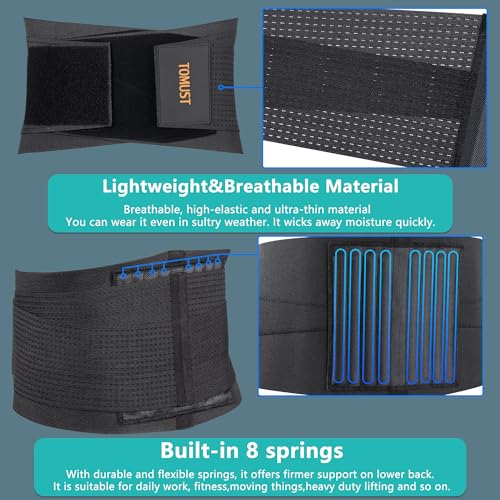 Back Braces for Lower Back Pain, Lumbar Support Belt, L | Dual adjustable compression straps with breathable support for lifting, working, sitting, standing, and daily back relief