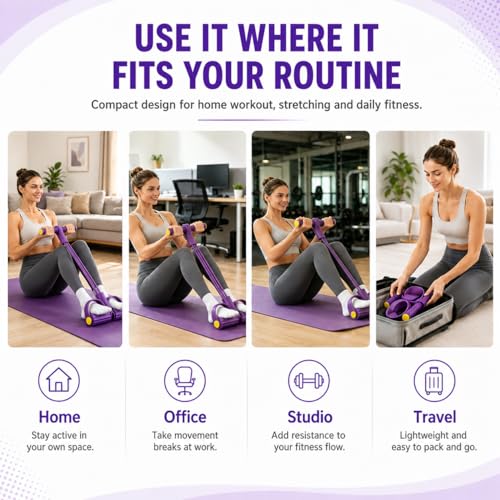 Pedal Resistance Bands with Handles, Upgraded 6/8/10 Tube Heavy Duty TPE Non-Slip NBR+PP, Full Body Yoga Workout Band for Abdomen Leg Glute, for Men and Women