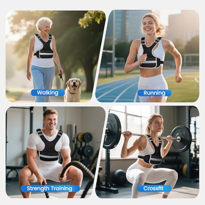 Adjustable Weighted Vest Woman 4-10lb/12-18lb/20-32lb Weighted Vest Men with 6 Ironsand Weights, Shoulder Pads and Large Pocket for Walking Running Crossfit Strength Training - color: Black, size: 4-10lb