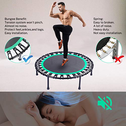40" Mini Trampoline for Adults, Heavy-Duty Rebounder Trampoline with 30 Bungees - Silent Indoor Exercise Trampoline for Adults, Small Trampoline for Workout