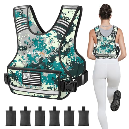Adjustable Weighted Vest, 4-10lb/12-18lb/20-32lb Vest with 6 Ironsand Weights and Large Pocket, Weight Vest for Men Women Strength Training, Running, Walking - color: Digital Camo, size: 12-18lbs