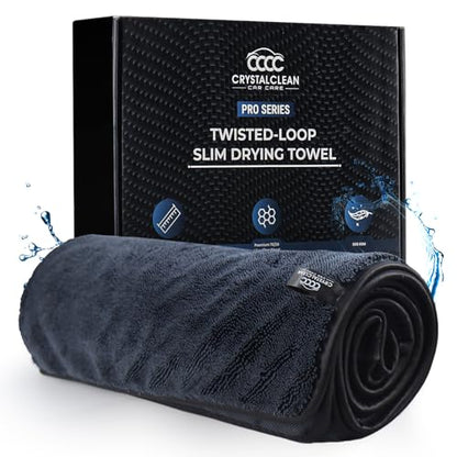 Crystal Clean XL (28x36) Car Drying Towel - 70/30 Korean Blend Car Towel with Double Twisted Loop, Professional Detailing Towel for Car Detailers - Quick Dry, Paint Safe & Swirl-Free