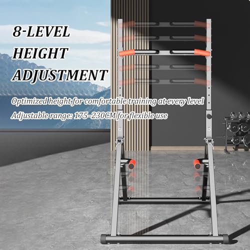 Indoor Pull-up Bar For Home Use, Pull Up Dip Station Foldable, Freestanding Fitness Equipment, 8-level Height Adjustment, Freestanding Pull-up Bar Fitness, Load-bearing 600kg, For Home Outdoor