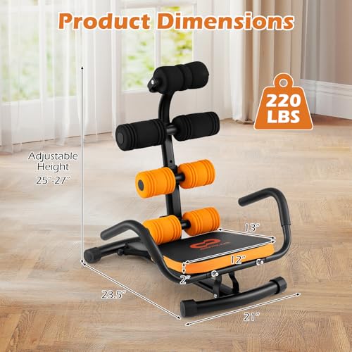 Goplus Ab Machine, Core Abdominal Trainer w/ 3-Position Adjustable Backrest, Foam Support, Ab Trainer Sit Up Bench Chair Ab Rocket Exercise Equipment for Home Gym Full-Body Workout