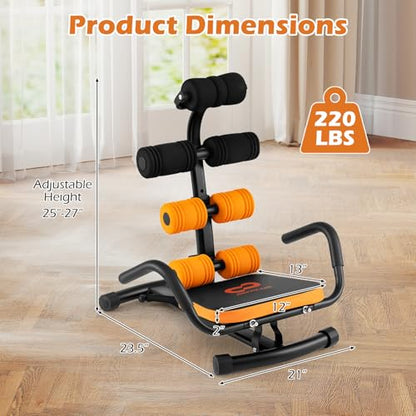 Goplus Ab Machine, Core Abdominal Trainer w/ 3-Position Adjustable Backrest, Foam Support, Ab Trainer Sit Up Bench Chair Ab Rocket Exercise Equipment for Home Gym Full-Body Workout