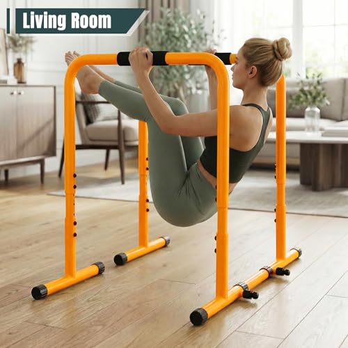 OLIXIS Dip Bar, Adjustable Heavy Duty Dip Bar Station with Soft High-Density Foam Handles, Stabilizer Parallel Parallette Bar Fitness Equipment for Home, Gym, Patio, Office