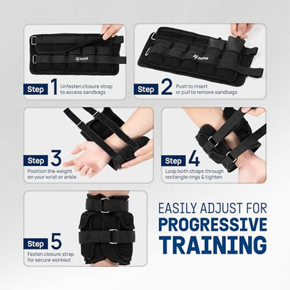 Yes4All Adjustable Wrist & Ankle Weights 3.5/5 LB Pair, Leg Weights for Women & Men, Weighted Arm Bands with Removable Sandbags for Fitness, Pilates, Walking, Strength Training - Versatile Colors
