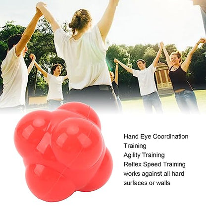 banapoy 6 Sided High Bounce React Ball, Silicone Random Leap Reflexs Training for Hand Eye Coordination Agility for Baseball Soccer Basketball Hockey
