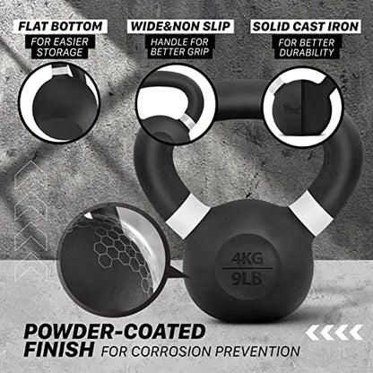 Yes4All Powder Coated Cast Iron Kettlebell, Single Deep Blue, 40 KG / 88 LB - color: White, style: A. Single
