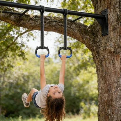 Gym Rings | 440 lbs Adjustable Workout Straps | Gymnastic Rings for Pull up Bar | for Home Backyard Indoor Outdoor Kids Playground Obstacle Course Basement Calisthenics Training