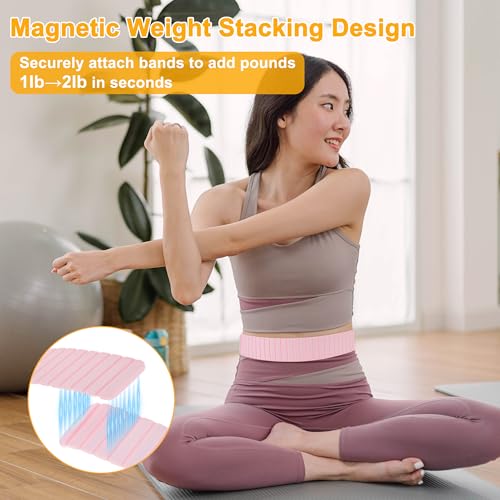 Wrist Weights, 1.1LB Each Stackable Magnetic, Adjustable Ankle Weights for Men & Women, Jogging/Yoga & More, 1 Pair - color: Pink
