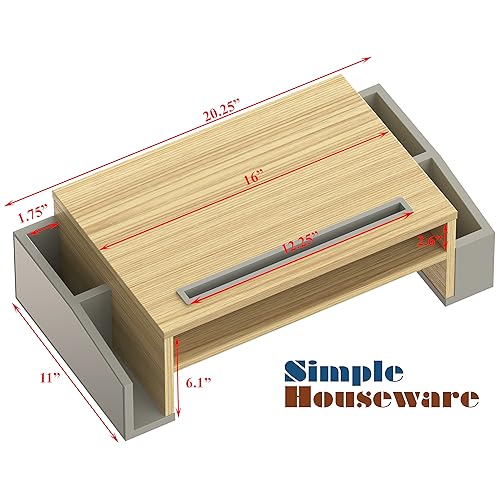 Simple Houseware Desk Monitor Stand Riser w/ Adjustable Tray, Oak - color: Oak