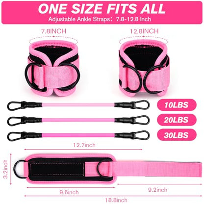 Ankle Resistance Bands with Cuffs Ankle Weights Fitness Band Set for Women Pink