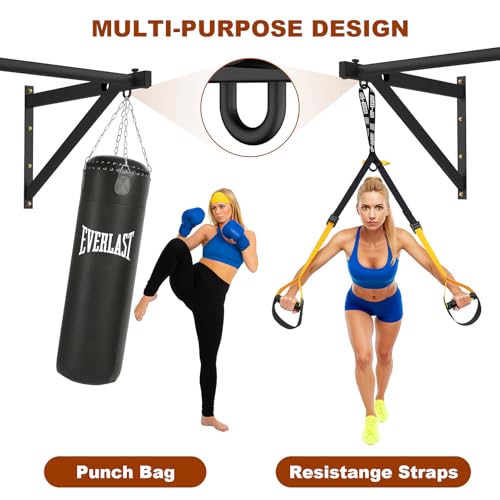 Wall Mounted Pull Up Bar, Adjustable Depth 51" Chin Up Bar, Heavy-Duty 500 lbs Weight Capacity, Maintain Upper Body Strength & Core Stability, Home or Garage Gym Chin Up Workout Training Station