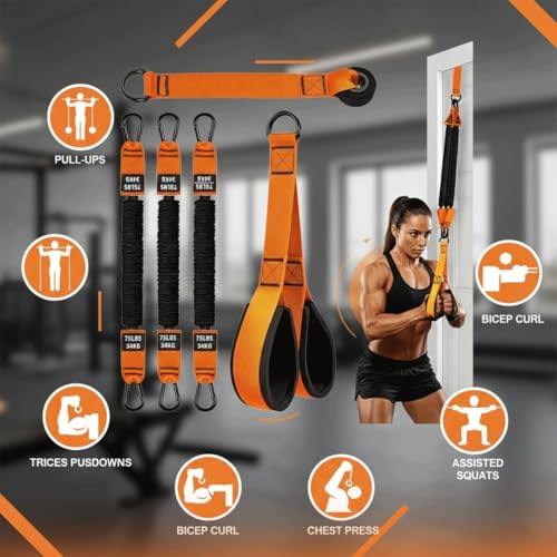 Pull Up Assistance Bands – Heavy Duty Adjustable Pull Up Assist Bands with Foot & Knee Support for Pull Up Bar, Pull Up Resistance Bands for Home Gym, Strength Training Equipment, Orange