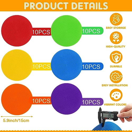 TPE Floor Spot Markers Dots for Gym Flat Non Slip Spot Marker Dance Dot for Gym Sports Soccer Basketball Agility Training Field Marking Equipment - size: 6 Inch