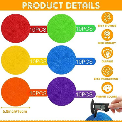 TPE Floor Spot Markers Dots for Gym Flat Non Slip Spot Marker Dance Dot for Gym Sports Soccer Basketball Agility Training Field Marking Equipment - size: 6 Inch