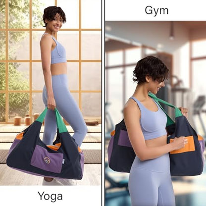 Yoga Bags and Carriers Fits All Your Stuff, Extra Large Yoga Mat Bag Full Zip Yoga Mat Bag with 3 Zipper pockets - color: Black-Multicolor