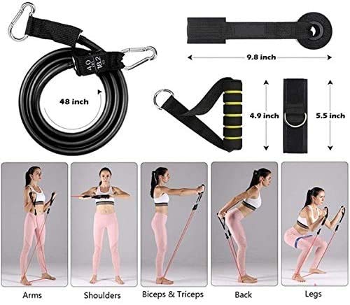 Exercise Resistance Bands Set, Fitness Set for Mens Women, Set with 5 Fitness Tubes, Handles, Door Anchor, Ankle Straps, Carrying Pouch