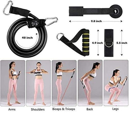 Exercise Resistance Bands Set, Fitness Set for Mens Women, Set with 5 Fitness Tubes, Handles, Door Anchor, Ankle Straps, Carrying Pouch