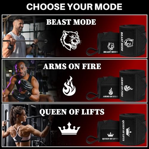 Weightlifting 18" & 12" Wrist Wraps with Thumb Loop – Heavy Duty Wrist Workout Braces for Men and Women – Ideal for Powerlifting, Strength Training, Bodybuilding - color: Black, style: 18" – Beast Mode