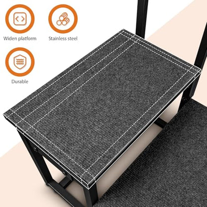 2-Step Stool with Handle for Elderly, Heavy Duty Non-Slip Step Stool for High Beds/Bathtub/Kitchen, Wide Anti-Slip Platform, Supports 450 lbs
