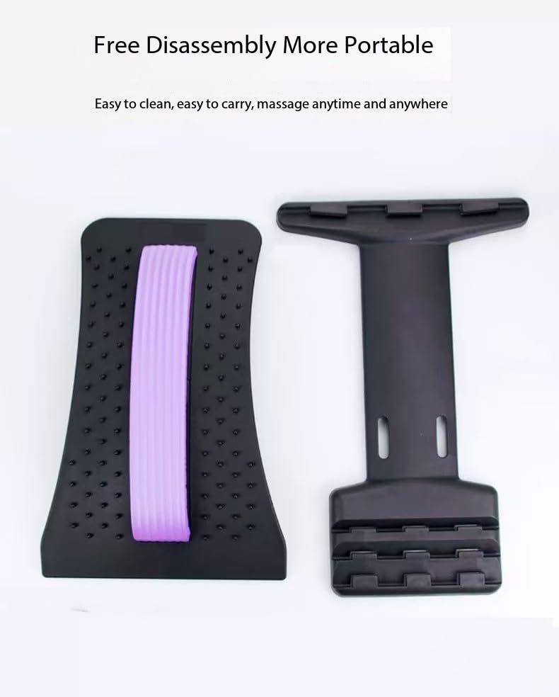 Back Extender for Lower Back Pain, Level 3 Adjustable Back Biscuit Board, Scoliosis Back Massager, Purple