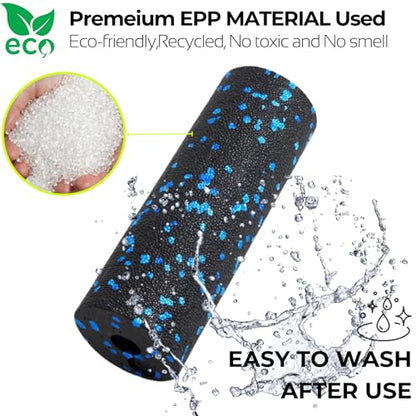 Mini Massage Foam Roller High Density - 100% Recycled Non-Toxic Material - Portable Pocket-Sized for Travel - Foot Arch,Legs & Arms Pain Target - Waterproof and Durable 15x6cm(Red)