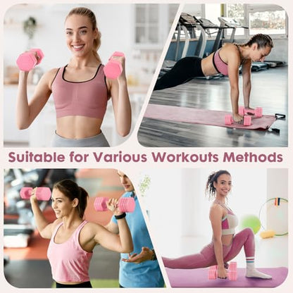 EQUIPRO Adjustable Dumbbell Set, 4 in 1 Free Weights Dumbbells Set for Women, Weights for Women at Home, 2lb 3lb 4lb 5lb with TPU Soft Rubber Handle for Home Gym Exercise Training - color: Pink