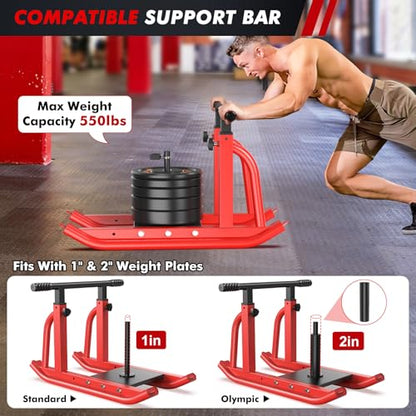 Weight Sled, Heavy-Duty Push Pull Sled, Adjustable Height Handle, Workout Fitness Sled for Training- Running Speed, Agility, Soccer, Football, Strength, Crossfit- Suitable for 1" & 2" Plates