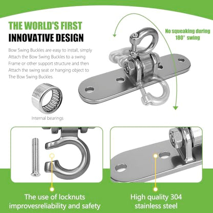 Swing Hanger Accessories Heavy Duty Smooth Operation with 180° Swing Bearings 800lb Capacity for Indoor Outdoor Swing Chairs Hammocks Playgrounds Yoga - size: Size7