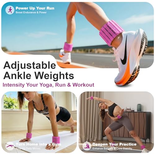 SE7EN Magnetic Ankle Weights for Women & Men | Set of 2 Weights (1 lb Each) | Adjustable Size Silicone Wirst & Leg Weights for Pilates, Yoga, Pool, Gym