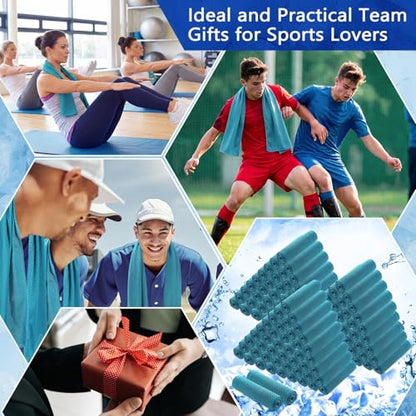 150 Pack Cooling Towels Bulk 40 x 12 Inch Large Chilly Breathable Sweat Sports Cold Towels Sublimation Microfiber Ice Neck Rag for Hot Weather Workout Gym Team Gift (Blue) - color: Blue