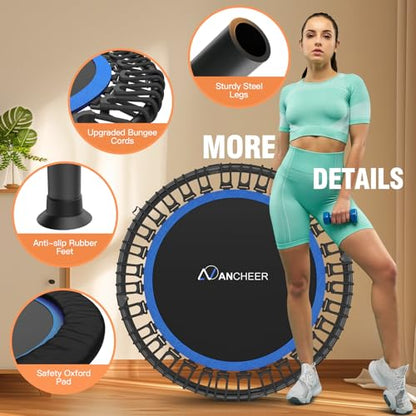 ANCHEER 40"/48" Foldable Mini Trampoline with Adjustable Handle for Adults - color: Blue, size: 48 inch