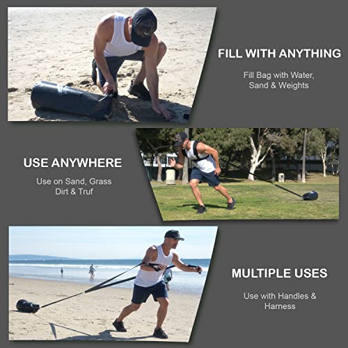 Upgraded - Resistance Training System - Weight Sled Harness Weight Bladder & Handles - Most efficient Workout for Athletes - Burn 3X The Calories - 4-Piece Kit for Gym, Home and, Outdoor