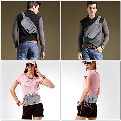 CXWMZY Fanny Packs For Women & Men Waist Pack Hip Bum Bag with Multi-Pockets Large Capacity Waterproof Casual Bum Bag for Disney Traveling Casual Cycling Running Hiking - color: Grey_2