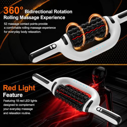 Electric Rolling Percussive Massager with Redlight for full body relaxation - color: Cream