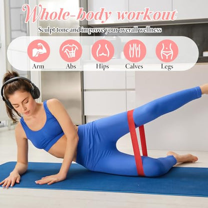 20 PCS Resistance Bands for Working Out, 5 Levels Resistance Loop Exercise Bands for Women Men Elastic Stretch Band for Strength Training Stretching Pilates Yoga-5-10lbs
