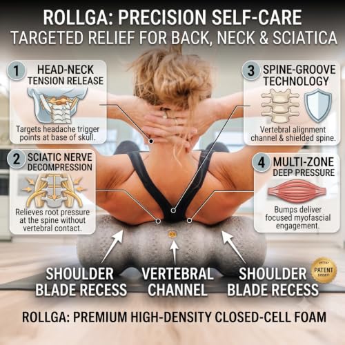 Rollga LITE - High Density Foam Roller for Exercise & Back Pain, 18 inches - color: White