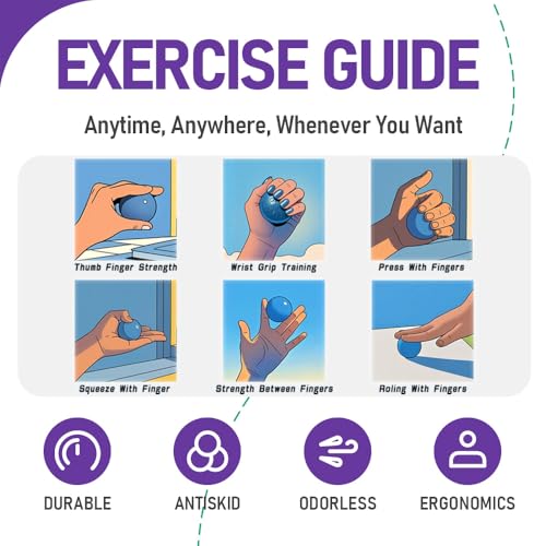 3 Pack Stress Balls for Adults, Squeeze Balls for Hand Therapy, Hand Strengthening Devices with Different Resistance Levels for Finger Forearm Wrist Exercise Relaxation and Pain Relief