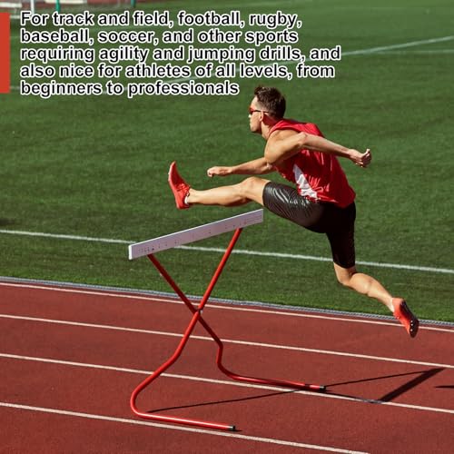 2 Set Adjustable Height Hurdles Training Equipment, Sports Track and Field Equipment, Portable Adjustable Hurdles, Practice Training from 6 to 42 Inch, Including Ropes to Secure