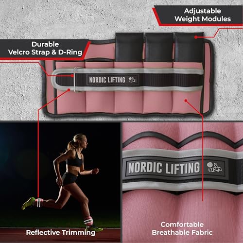 Adjustable Ankle Weights for Women & Men – 1 Pair (2–10 lbs) Wrist, Arm & Leg Weights for Gym, Yoga & Home Workouts – Secure Fit Strap Design – Durable Fitness Training Equipment - color: Carnation Pink